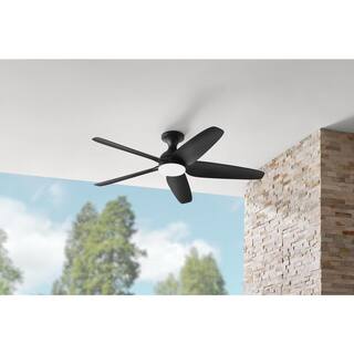 Hampton Bay Ceva 54 in. Integrated CCT LED IndoorOutdoor Matte Black Ceiling Fan with Light and Remote Control AK363HB-MBK