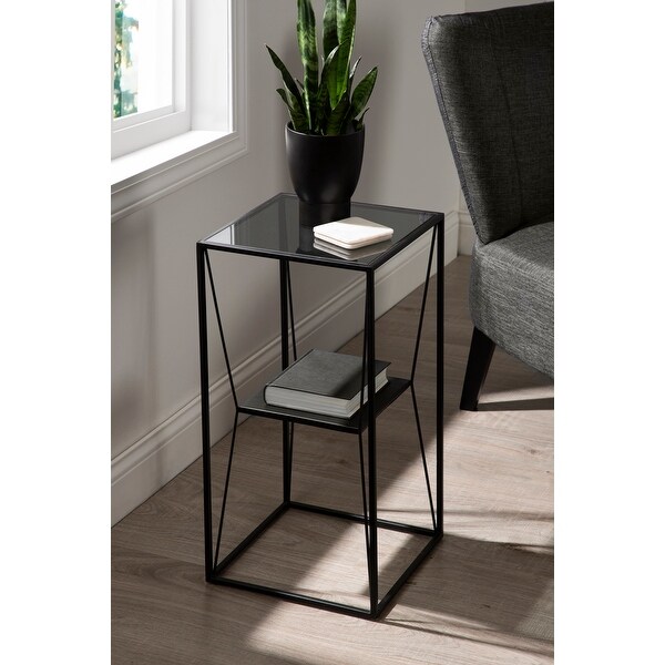 Kate and Laurel Knight Metal Glass Side Table - 12x12x24