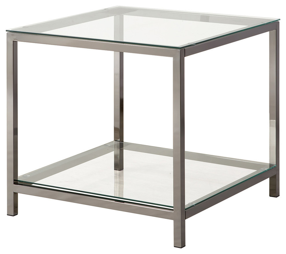 Coaster Ontario Contemporary Glass Top 1 Shelf End Table in Black   Contemporary   Side Tables And End Tables   by ZFurniture  Houzz