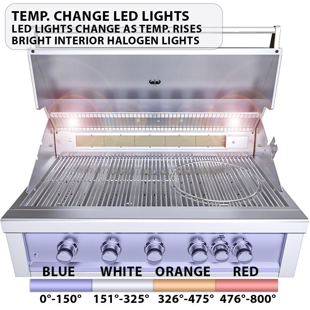 Sunstone Ruby 42-Inch 5-Burner Built-In Propane Gas Grill With Pro-Sear And Rotisserie