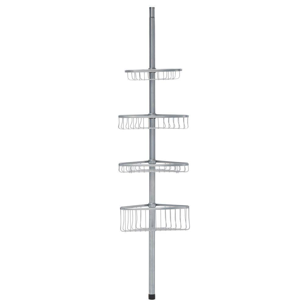 interDesign York Tension-Pole Caddy in Powder Coated Silver 42686