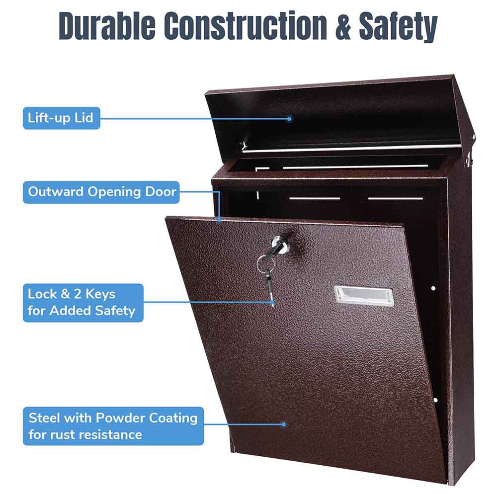 Yescom Lockable Mailbox Wall Mount 16x12x4 in