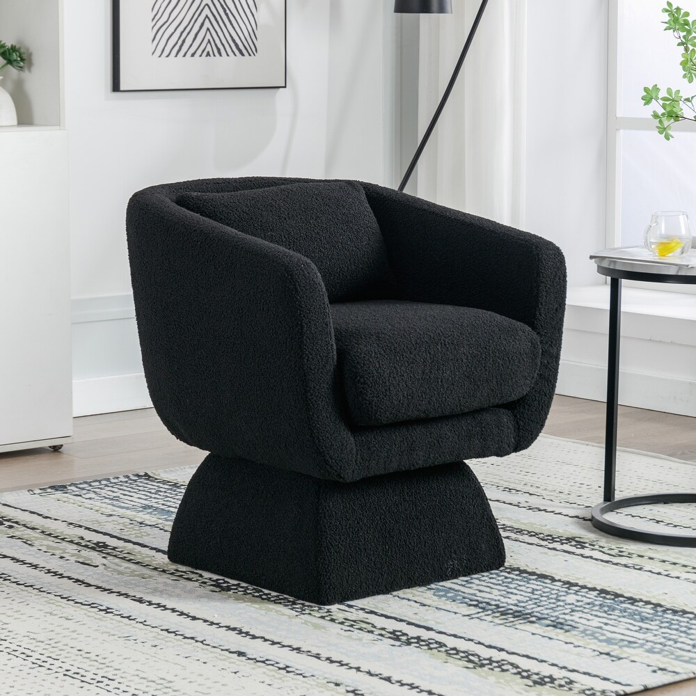 Boucle Upholstered Swivel Accent Arm Barrel Chair for Living Room