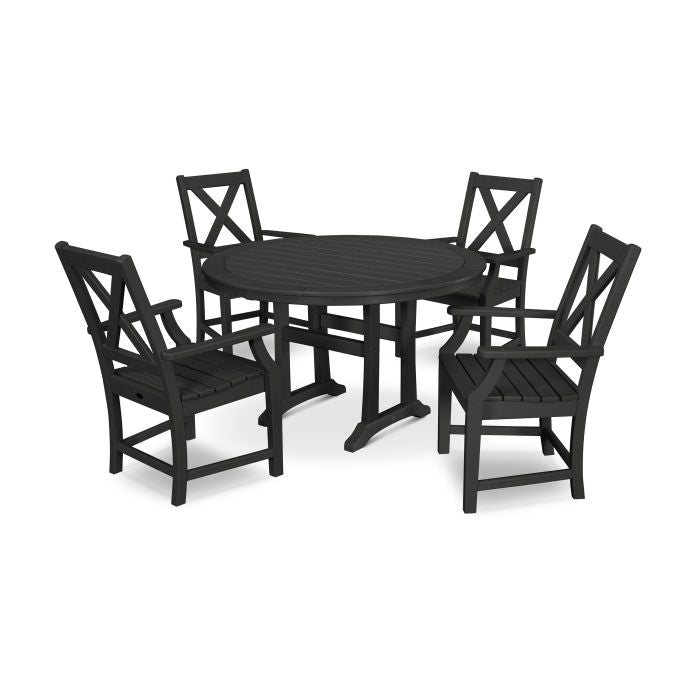 Polywood Braxton 5-Piece Nautical Trestle Arm Chair Dining Set PWS509-1