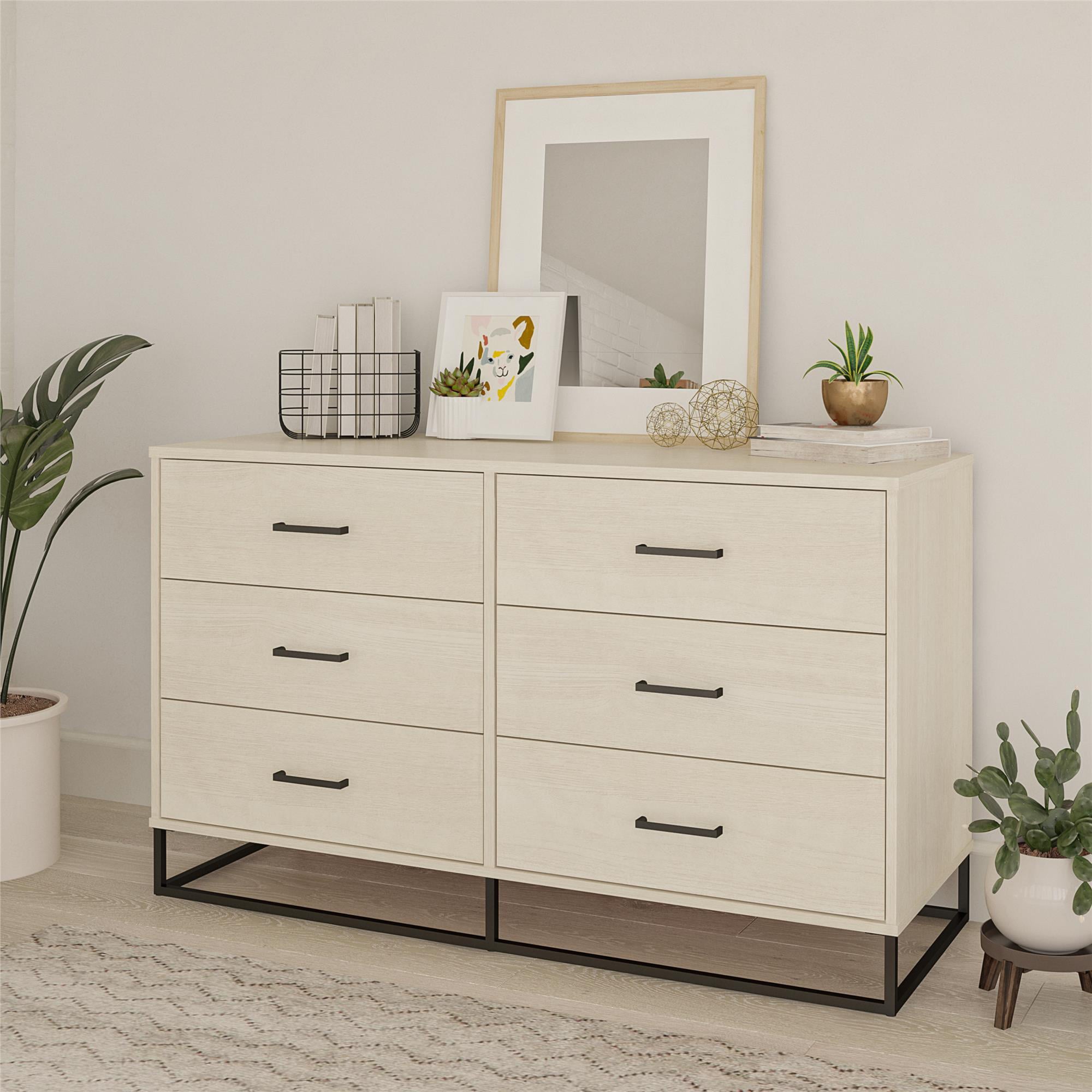 Novogratz Kelly 6 Drawer Dresser, Ivory Oak