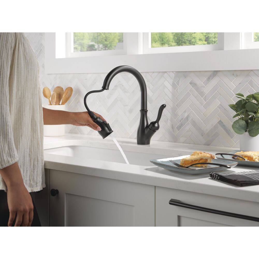 Delta Leland Single-Handle Pull-Down Sprayer Kitchen Faucet in Matte Black 9178-BL-DST