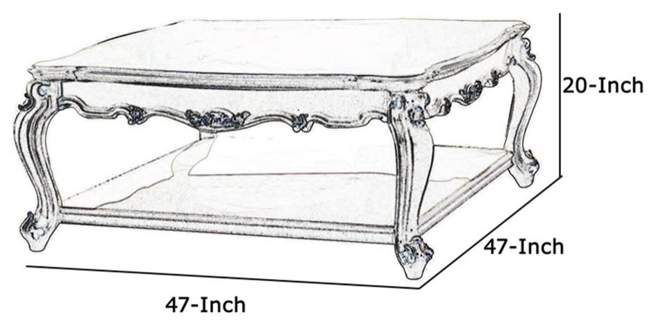 Traditional Scalloped Top Coffee Table with Queen Anne Legs Antique White   Victorian   Coffee Tables   by Homesquare  Houzz