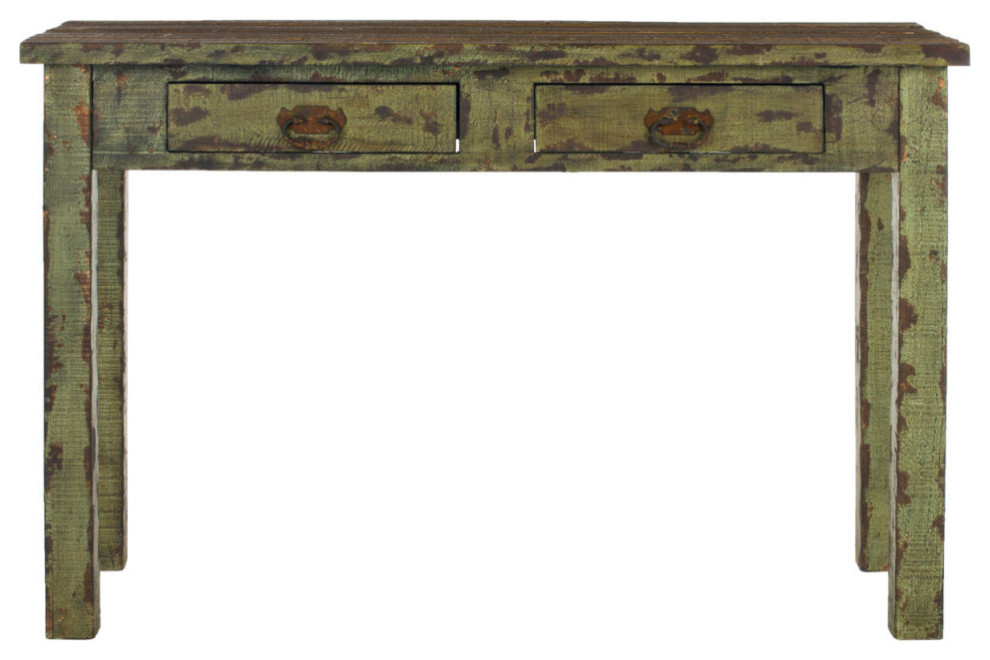 Brice 2 Drawer Console Antique Green   Farmhouse   Console Tables   by V.S.D Furniture  Houzz