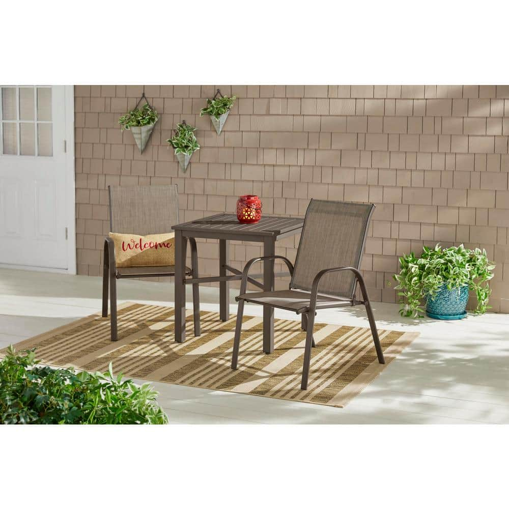 StyleWell Mix and Match Dark Taupe Steel Sling Outdoor Patio Dining Chair in Riverbed Taupe Tan (2-Pack) FCS00015Y2PKRVB