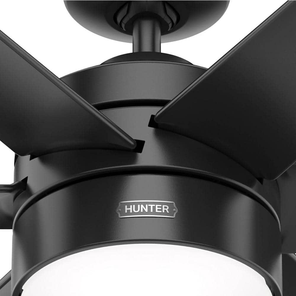 Hunter Invector 60 in IndoorOutdoor Matte Black Ceiling Fan with Light and Remote Control