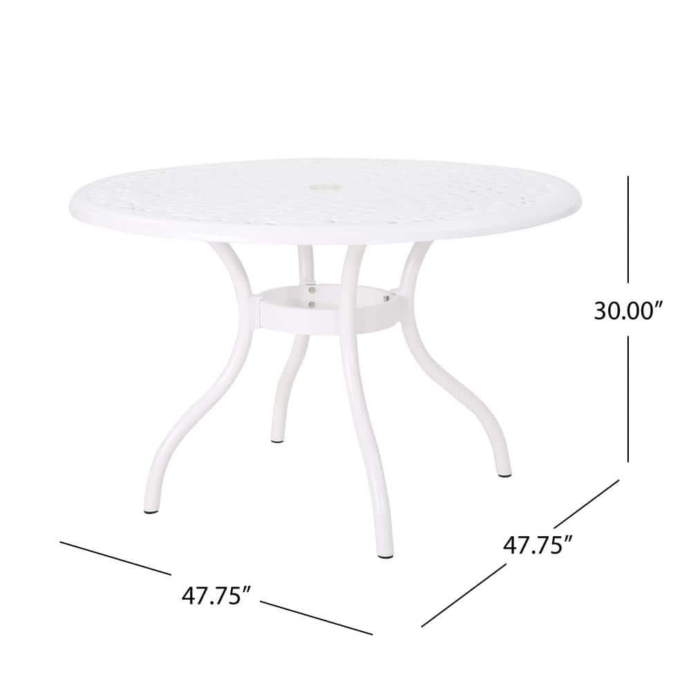 Noble House Phoenix White Round Aluminum Outdoor Dining Table