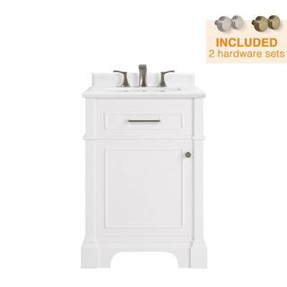 Home Decorators Collection Melpark 24 in. W x 20 in. D x 34.5 in. H Bath Vanity in White with White Cultured Marble Top Melpark 24W