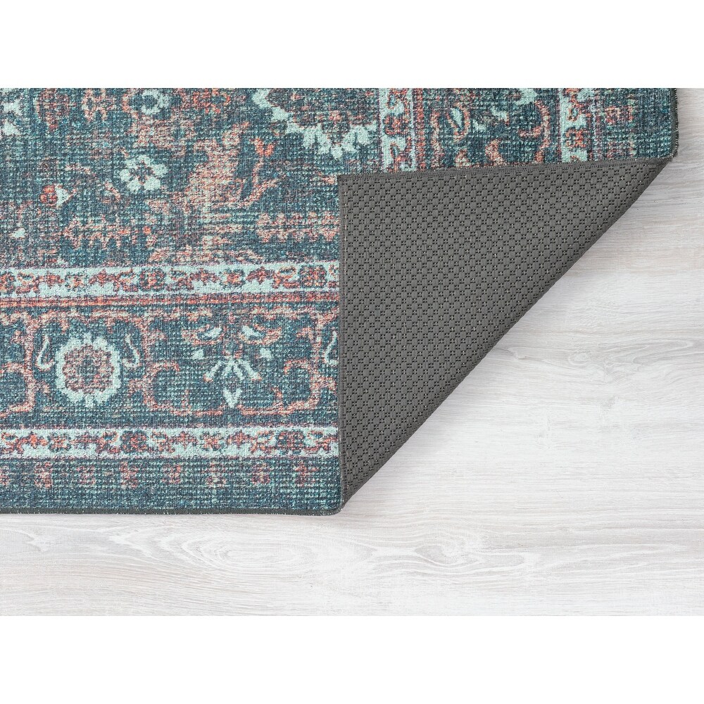 Boho Patio Collection Teal Power Loomed Indoor/Outdoor Area Rug