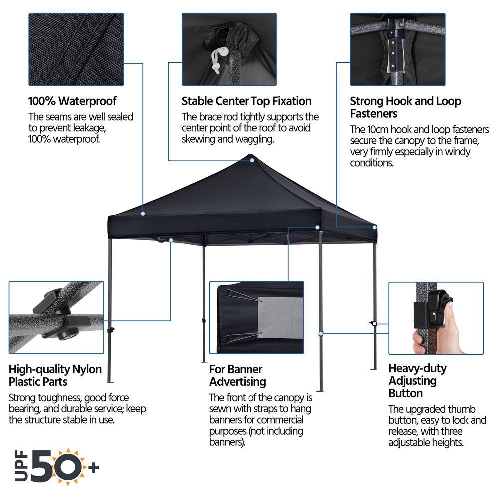 Yaheetech 10 ft. x 10 ft. Pop-up Tent Waterproof with 4 Removable Sidewall Panels DYgp410001