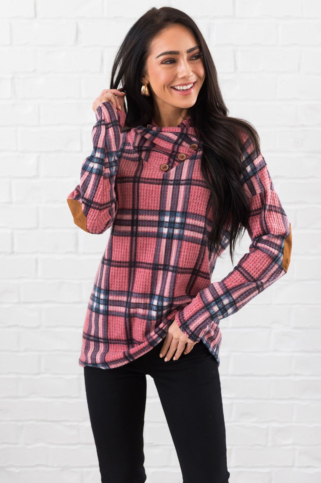 Beautiful In Plaid Modest Top