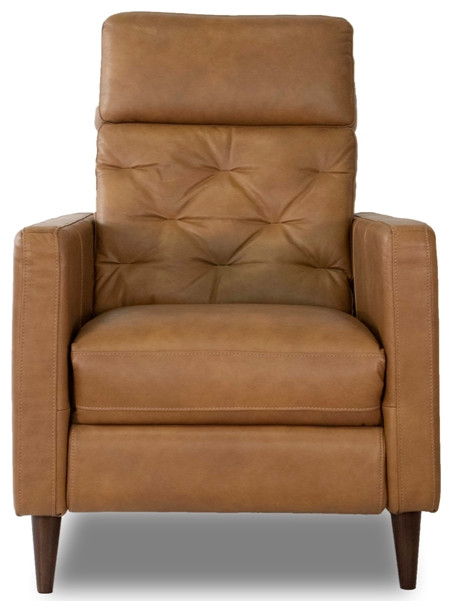 Felina Mid Century Modern Tight Back Genuine Leather Recliner Chair in Tan   Midcentury   Recliner Chairs   by Homesquare  Houzz