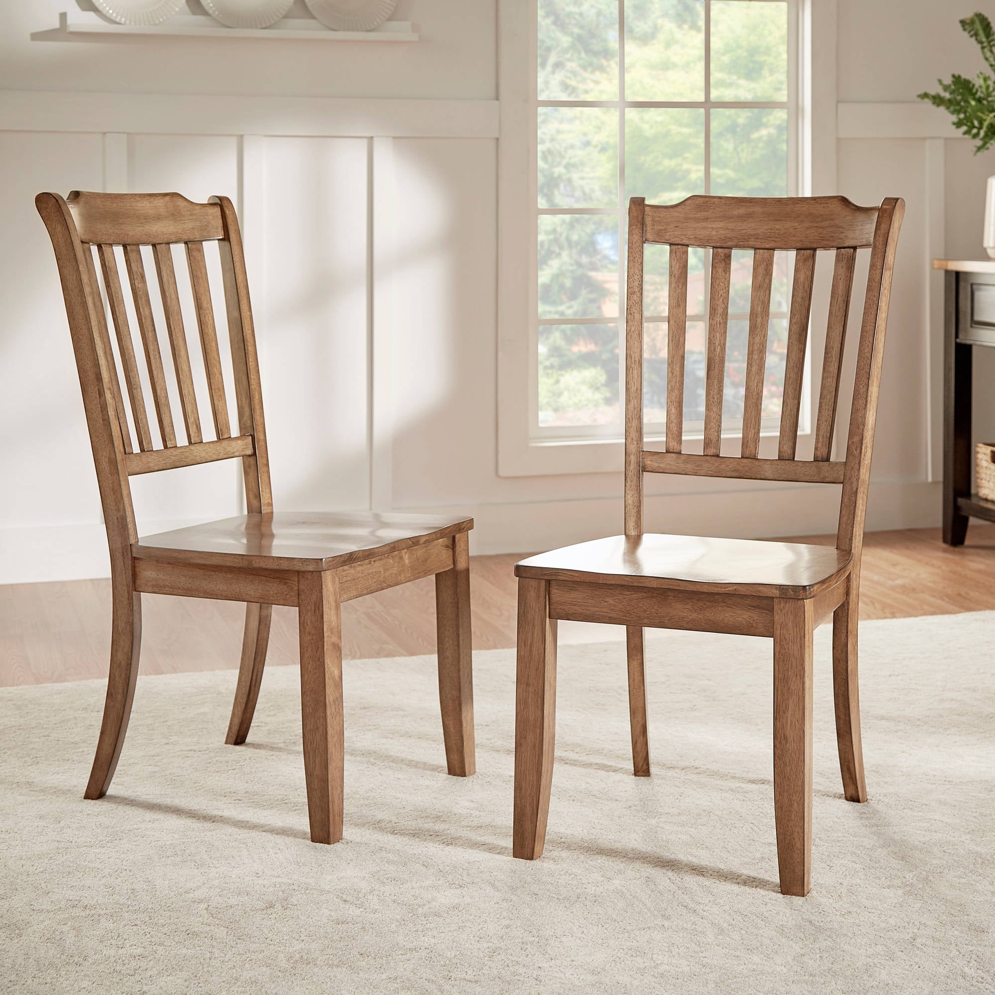 Weston Home Farmhouse Dining Chair， Set of 2， Oak