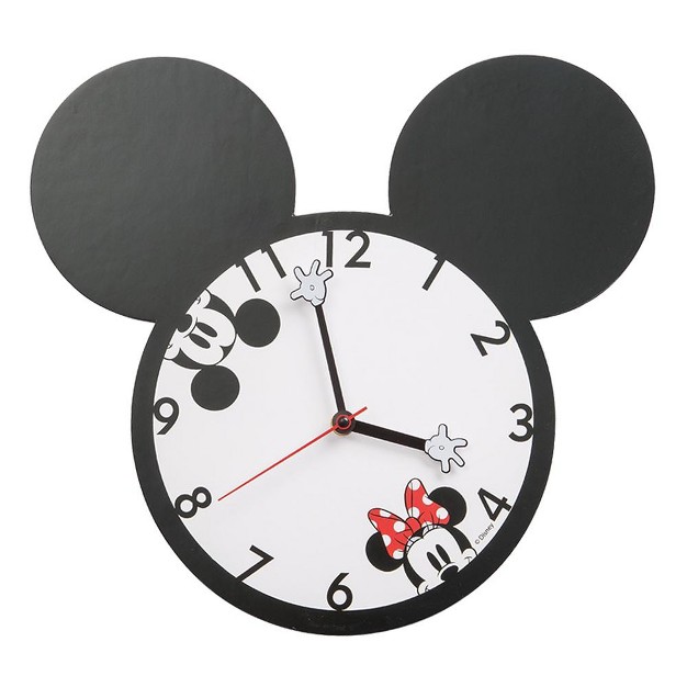 Disney Mickey amp Minnie Mouse Shaped Deco Wall Clock