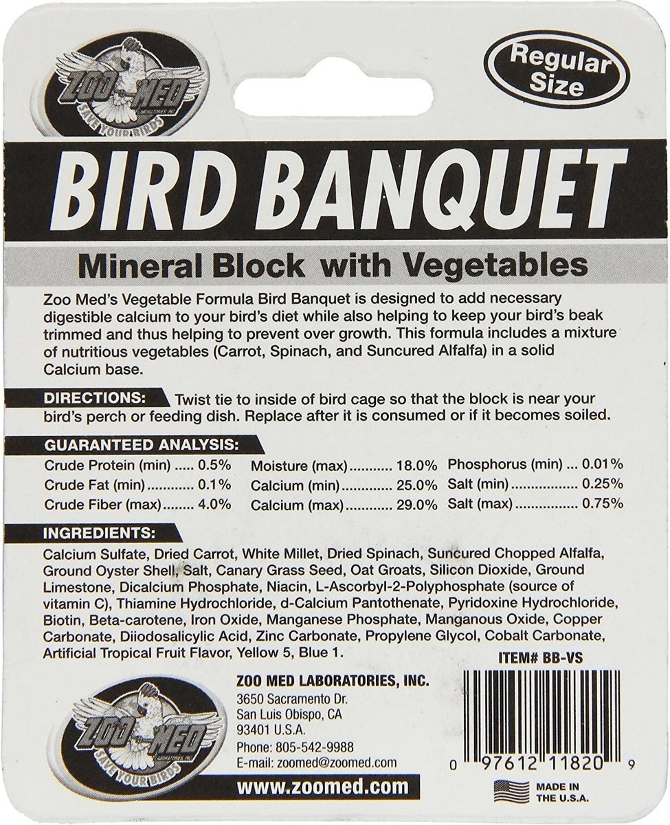 Zoo Med Bird Banquet Vegetable Formula Mineral Block Beak Conditioner