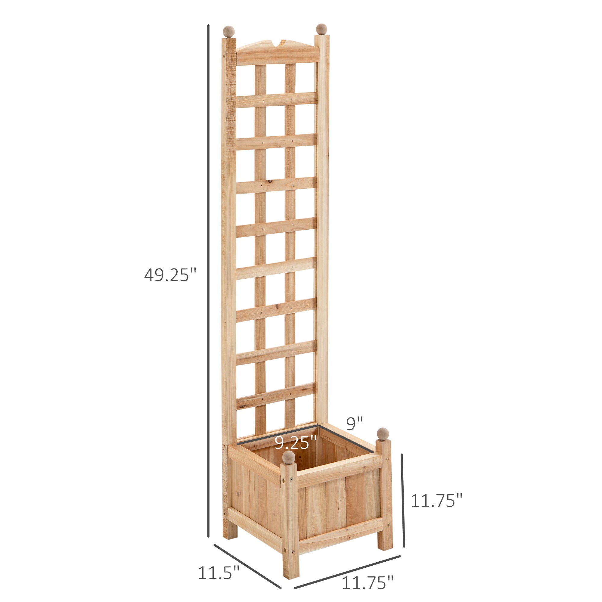 Outsunny 12" x 12" x 49" Raised Garden Bed with Trellis Board Back