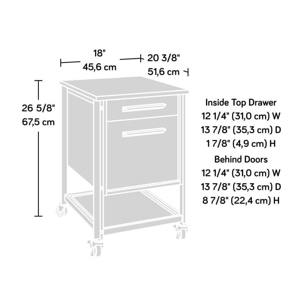 SAUDER Briarbrook Barrel Oak Mobile File Cabinet with Metal Frame 430078