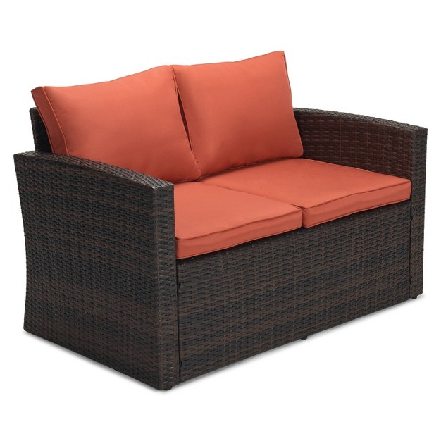 6pc Wicker Outdoor Conversation Set Orange Edyo Living