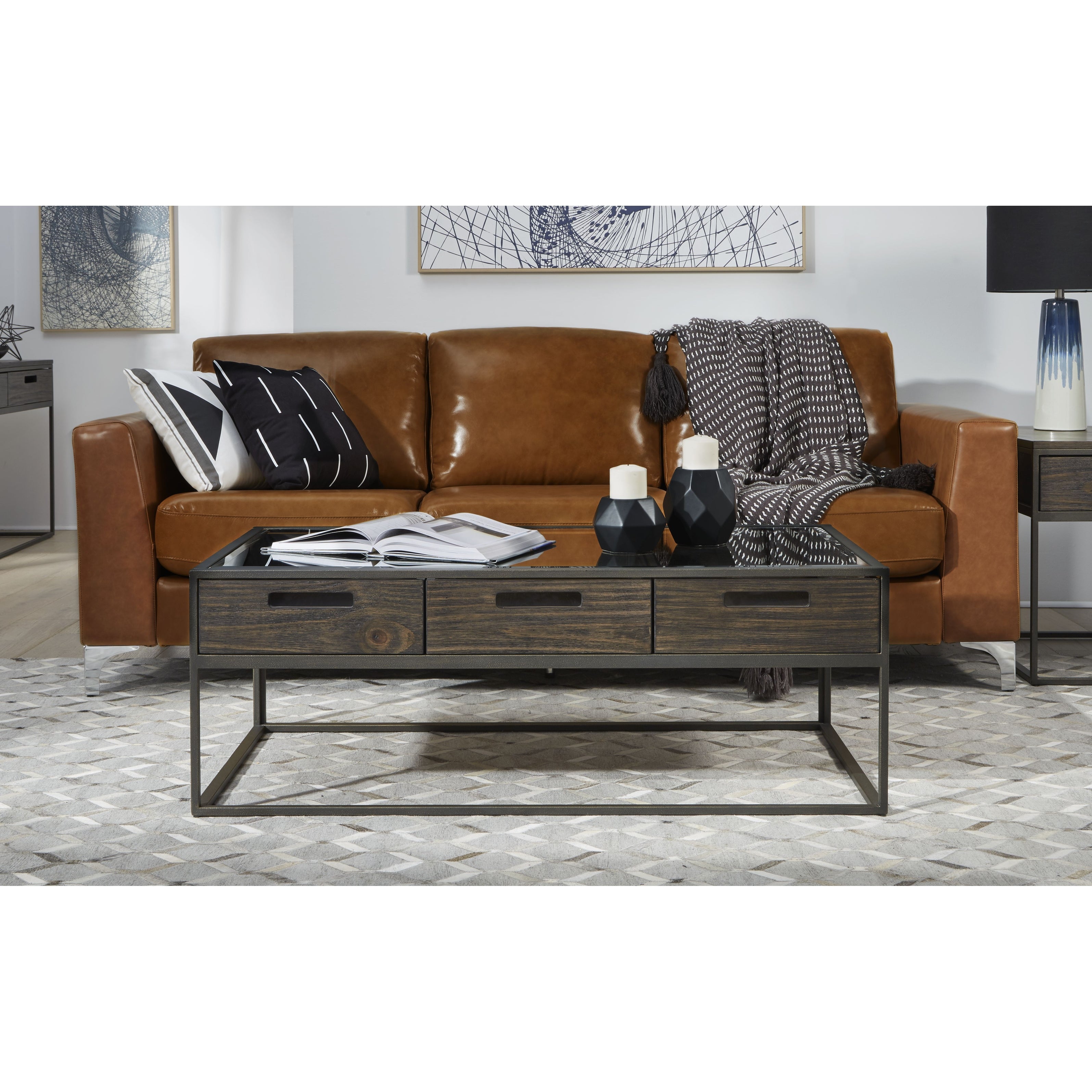 Bradley Three-Drawer Coffee Table in Chalet