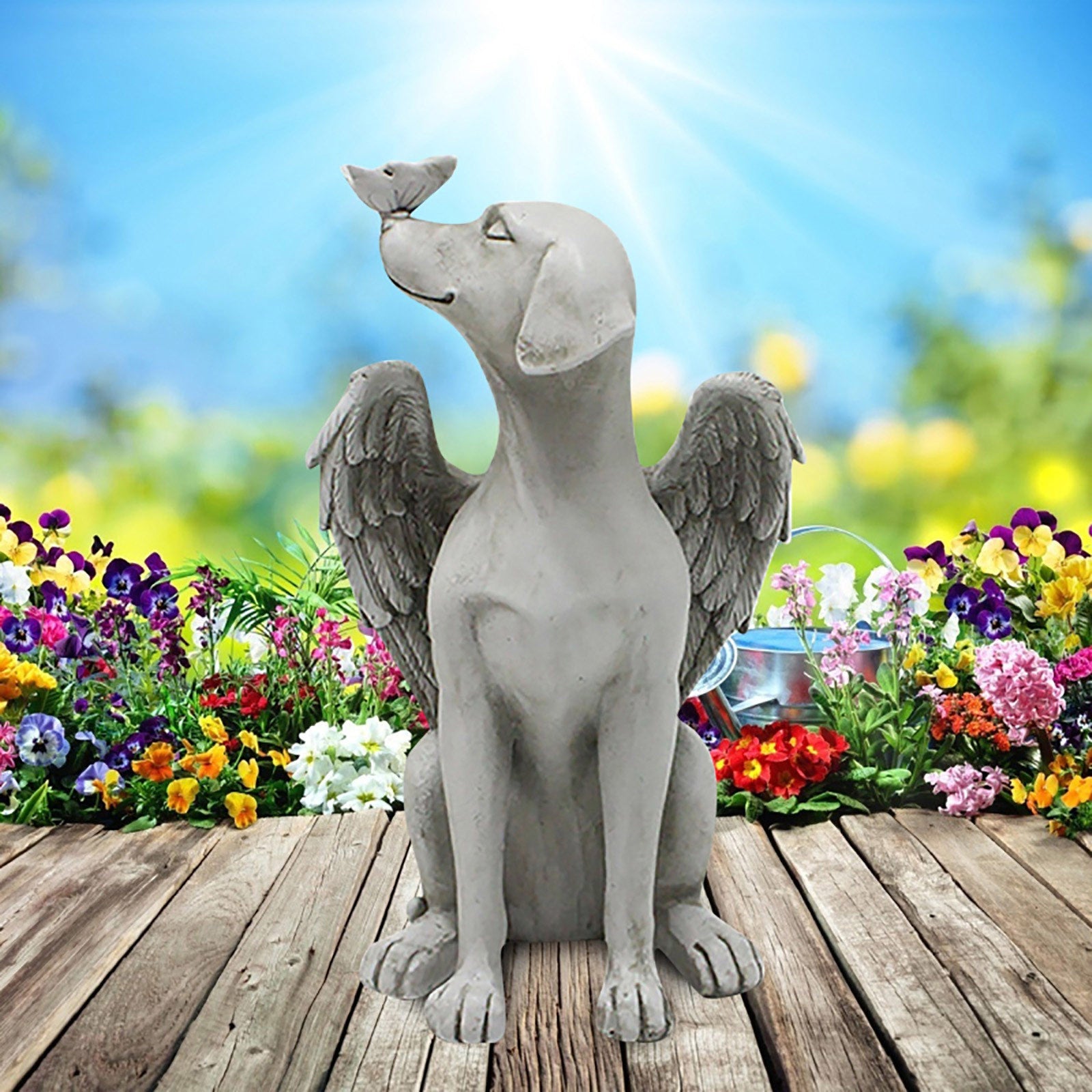 PoypyozzZ Resin Angel Dog Statue Model Yard Garden Art Ornament Sculpture Artificial Decoration