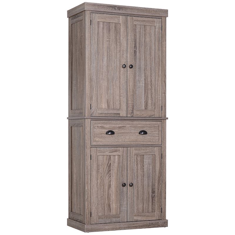 HOMCOM 72 Traditional Freestanding Kitchen Pantry Cupboard with 2 Cabinet Drawer and Adjustable Shelves Black