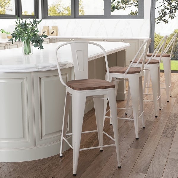 30-inch High Back bar stools farmhouse bar stools Set of 4