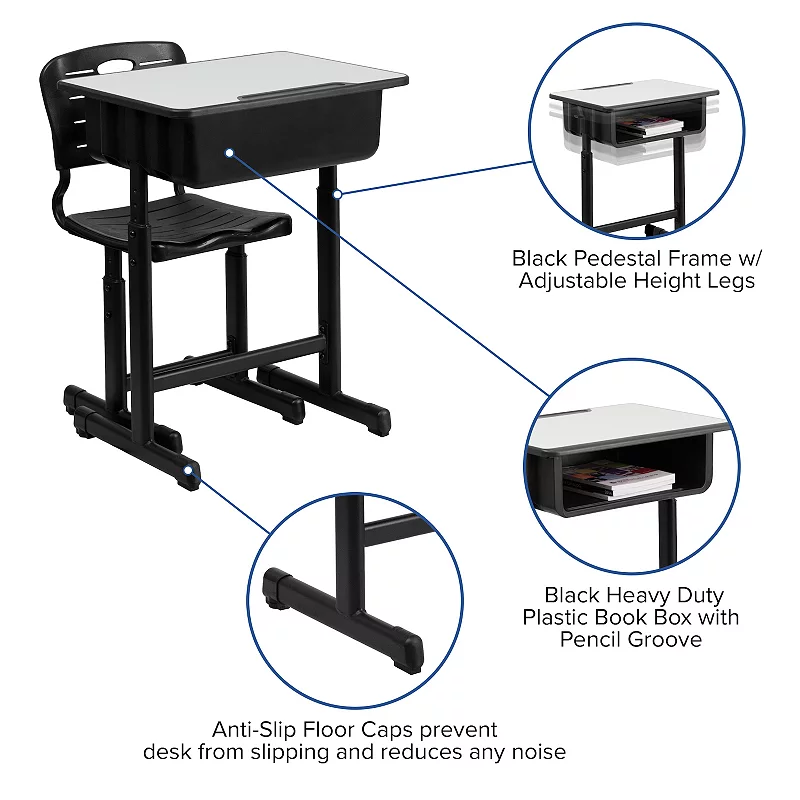 Flash Furniture Adjustable Height Student Desk and Chair 2-piece Set