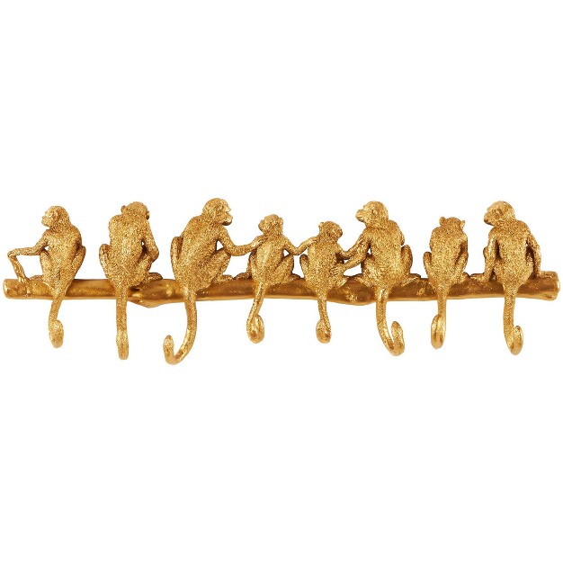 Polystone Monkey Textured 8 Hanger Wall Hook Gold Olivia amp May