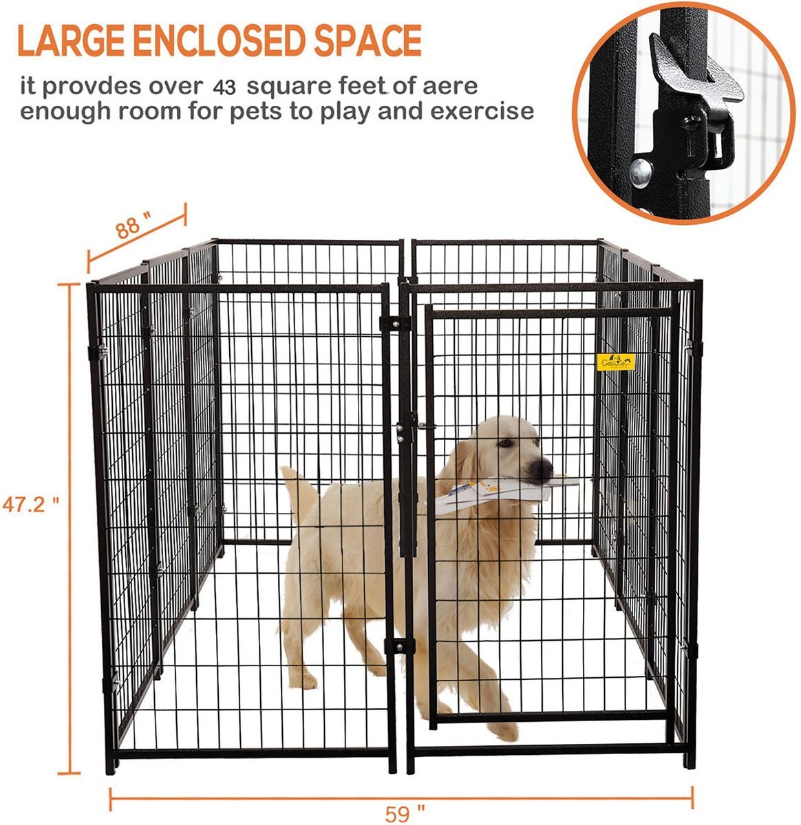 Coziwow by Jaxpety Outdoor Dog Kennel Playpen， 6.9 x 4.6 x 3.8-ft