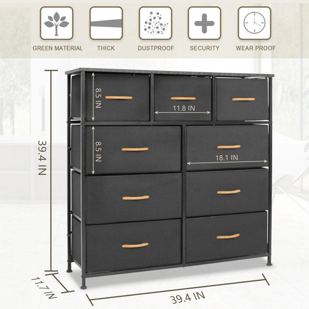 39 quotBlack Standard Accent Cabinet With Nine Drawers   Industrial   Accent Chests And Cabinets   by HomeRoots  Houzz