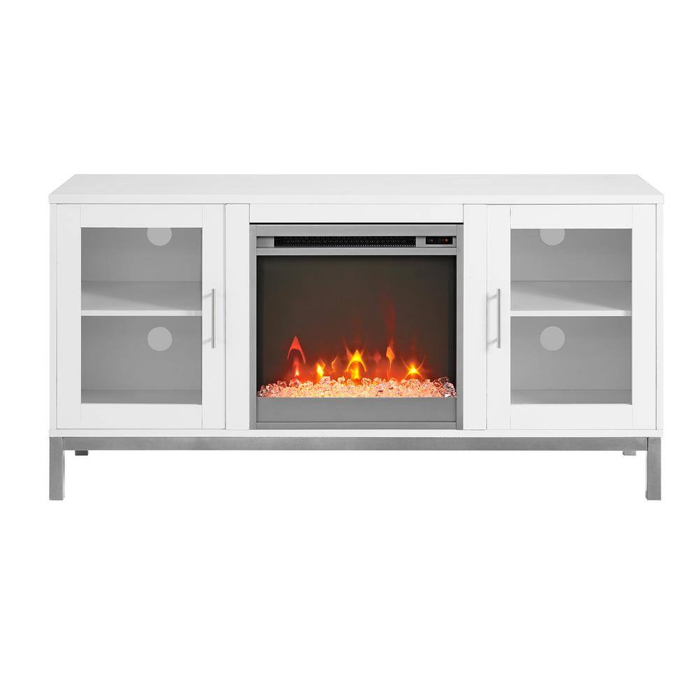 Walker Edison Furniture Company 52 in. Modern Fireplace TV Stand - White HD52FP18AVWH