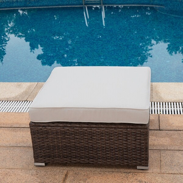 COSIEST Outdoor Furniture Wicker Addon Ottoman