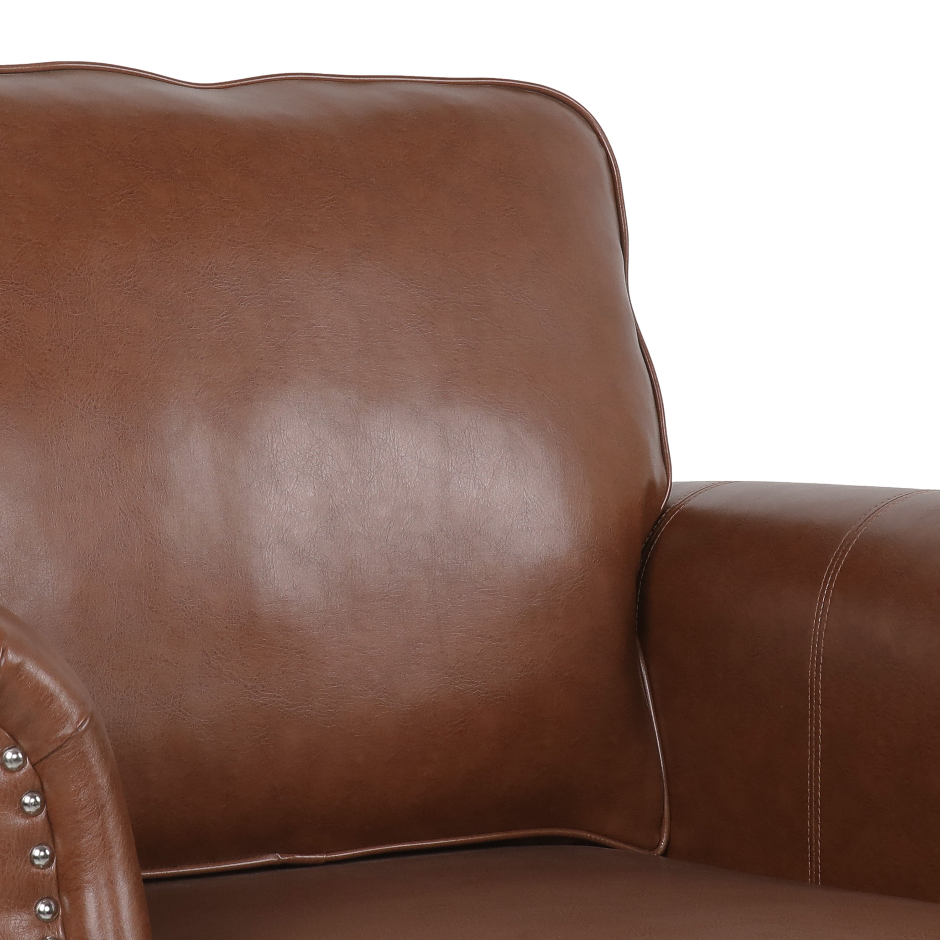 Burkehaven Contemporary Faux Leather Club Chair with Nailhead Trim