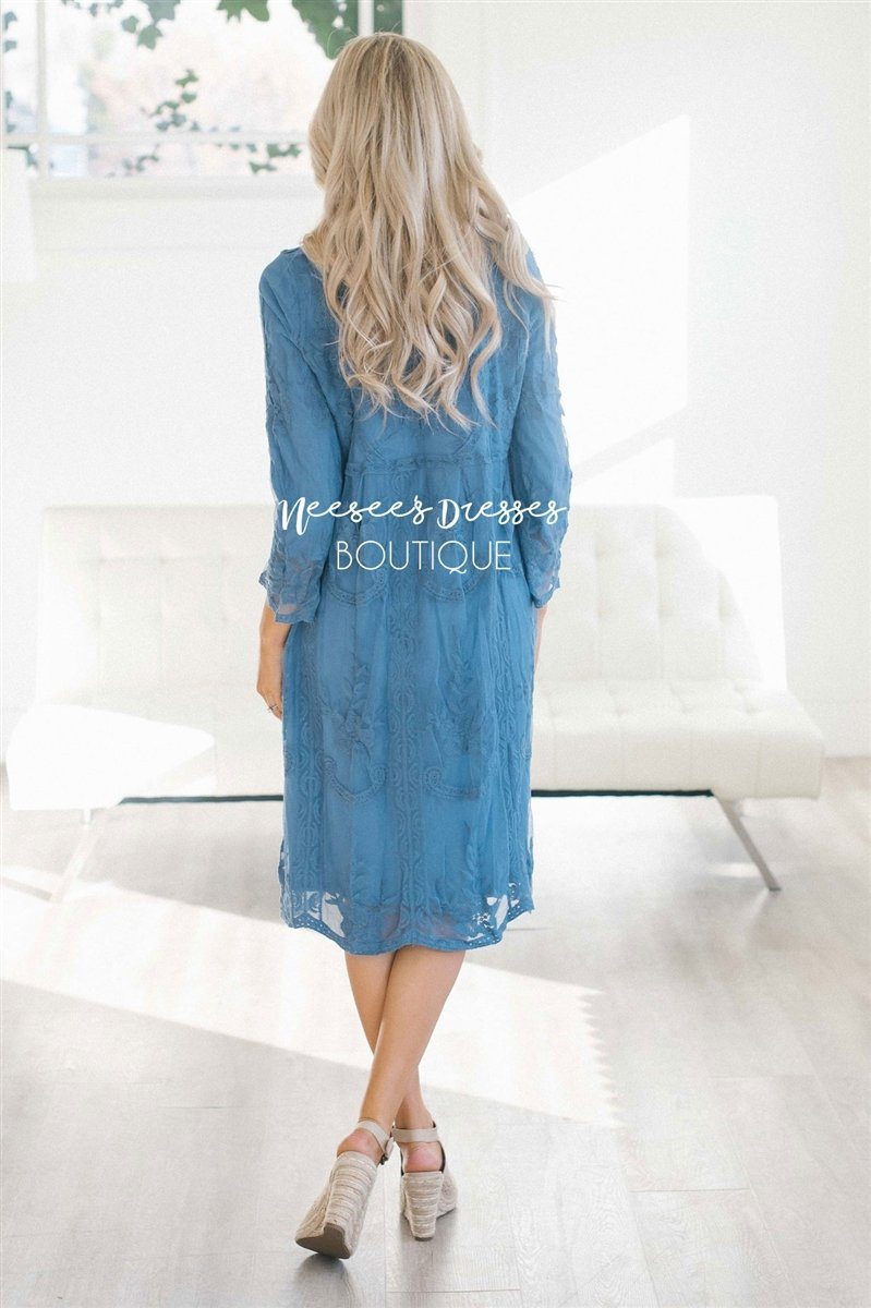 Day Dreamer Lace Dress in Cornflower Blue