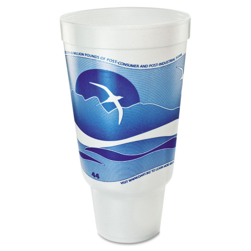 Dart Horizon Hot/Cold Foam Drinking Cups， 44 oz， Ocean Blue/White， 15/Bag， 20 Bags/Carton (44AJ32H)