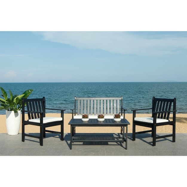 Burbank 4 Piece Patio Outdoor Conversation Set Safavieh