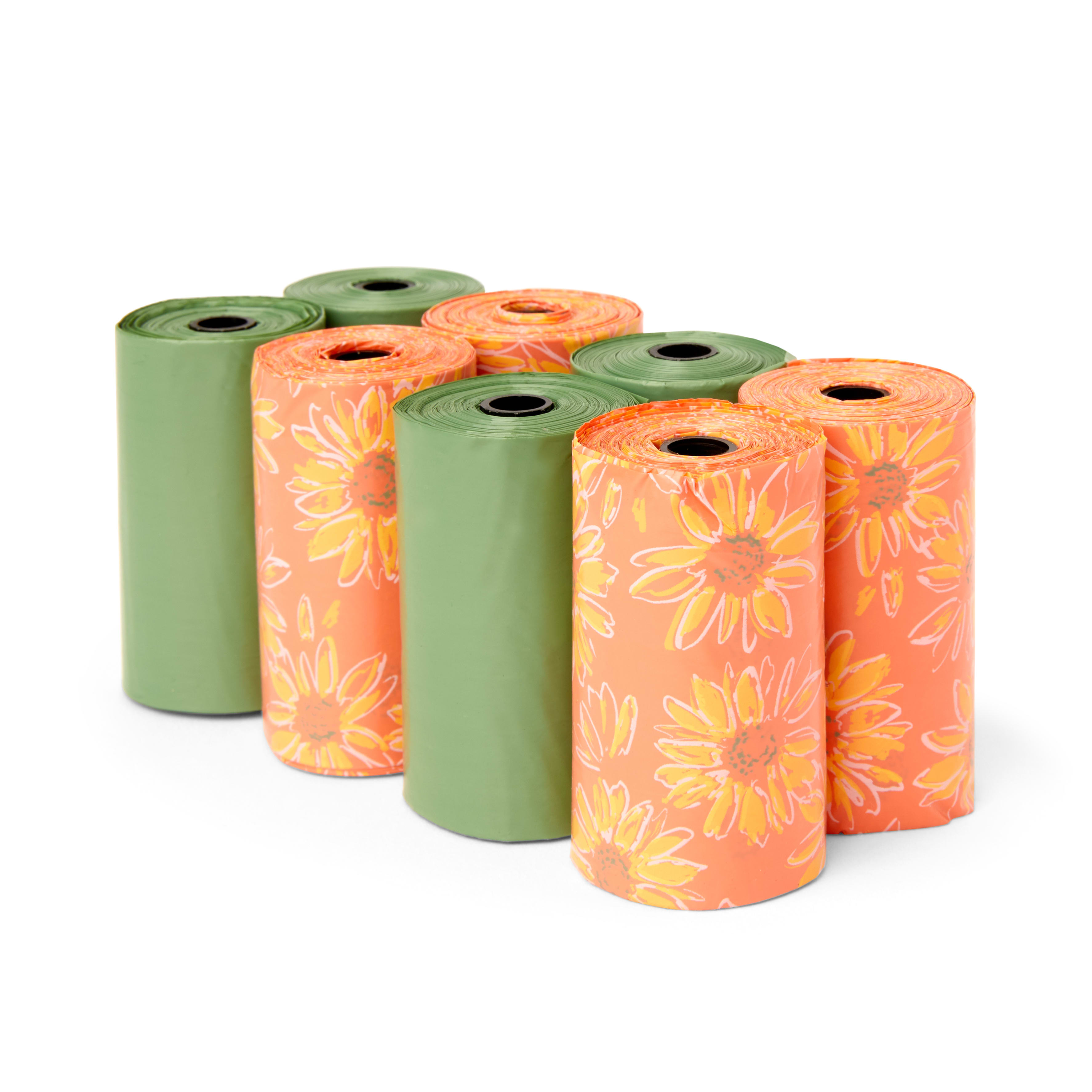 YOULY Orange Floral Print Waste Bags for Dogs， Count of 120