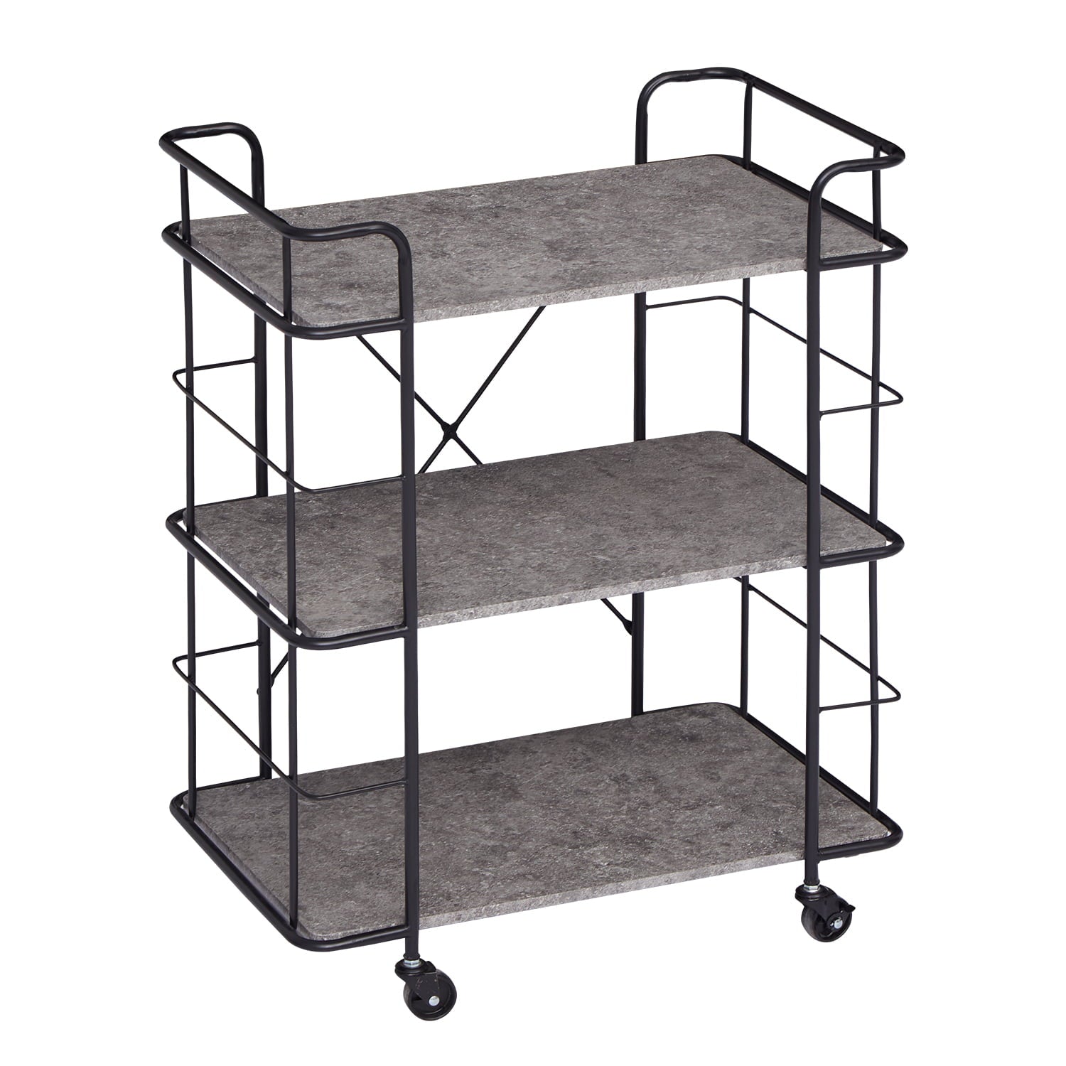 Kinbor 3 Tier Kitchen Island Serving Bar Cart Storage Rolling Serving Trolley Cart with Locking Wheels