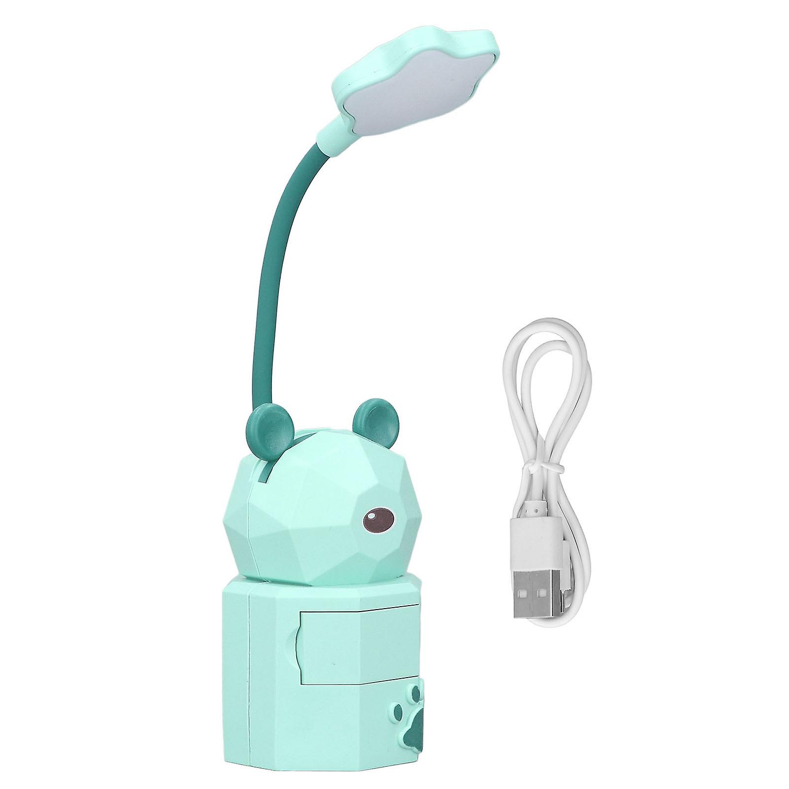 Kids Desk Lamp Cartoon Design 360 Degrees Gooseneck Eyes Protection Safe Nontoxic ABS Warm Light Kids Reading LightGreen