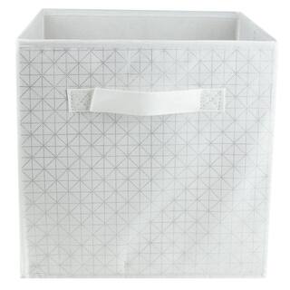 Home Basics 10.5 in. H x 10.5 in. W x 10.5 in. D White Fabric Cube Storage Bin HDC51542