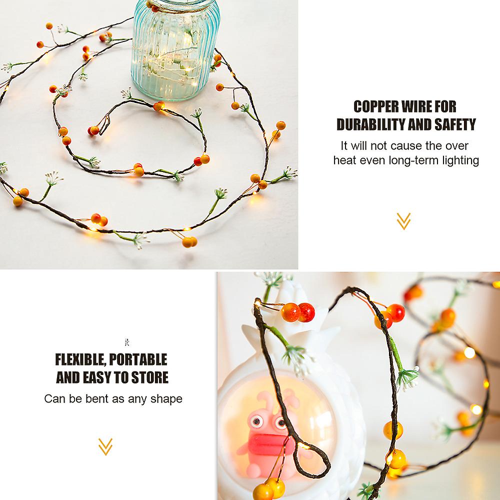 Christmas String Lights Fruits Flowers 20led 6.56ft Copper Wire Fairy Xmas Decor Holiday New Year Thanksgiving Day Party Gift For Indoor Outdoor No.22