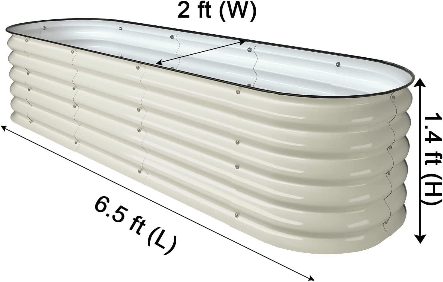 VEGEGA 17" Tall 8'X2' Metal Corrugated Raised Garden Bed Backyard Patio Grow Flowers Planter, White (9in1)