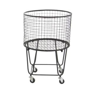 CosmoLiving by Cosmopolitan Black Deep Set Metal Mesh Laundry Basket Storage Cart with Wheels 29034