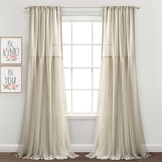 Set Of 2 84 quot x40 quot Tulle Skirt Solid Window Curtain Panels Lush D cor