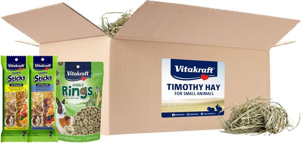 Vitakraft Small Animal Timothy Hay and Treats， 10-lb box