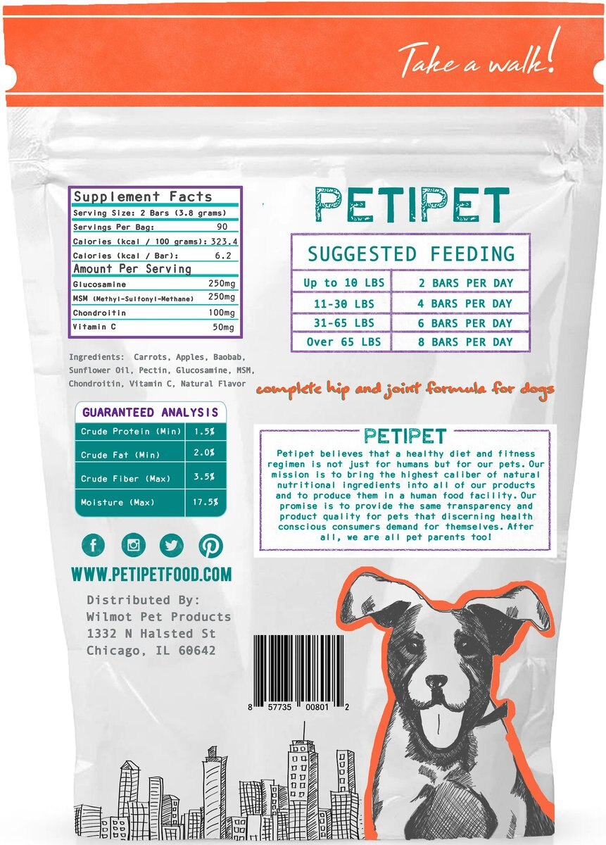 PETIPET Mobility Bars Hip and Joint Pain Relief Dog Supplement